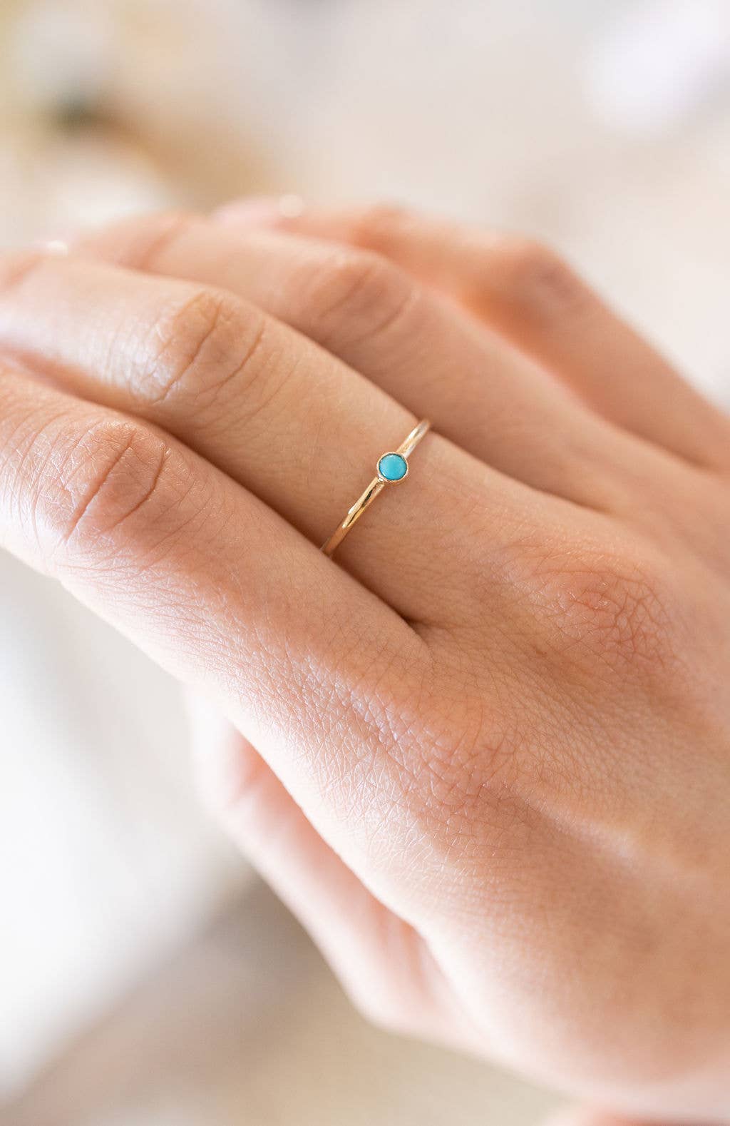 Mini Turquoise Stacking Ring in Gold