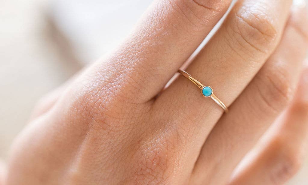 Mini Turquoise Stacking Ring in Gold