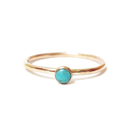 Mini Turquoise Stacking Ring in Gold